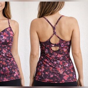 Athleta Floral Print Strappy Tank Top - Pink and Purple